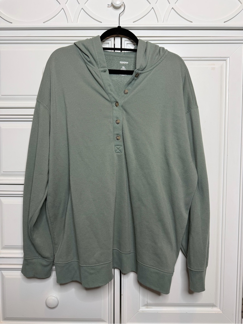 Sonoma Sage Hooded Henley Sweatshirt